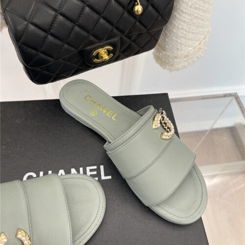 High Quality Luxury Chanel Cc Pearl Rhinestone Buckle Slippers – Style 41254 product detail