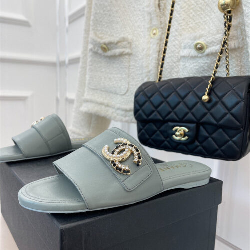 High Quality Luxury Chanel Cc Pearl Rhinestone Buckle Slippers – Style 41254 product detail