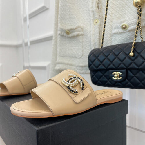 High Quality Luxury Chanel Cc Pearl Rhinestone Buckle Slippers – Style 15270 product detail