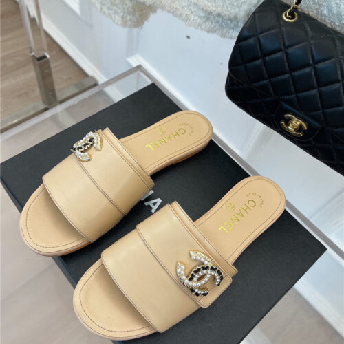 High Quality Luxury Chanel Cc Pearl Rhinestone Buckle Slippers – Style 15270 product detail
