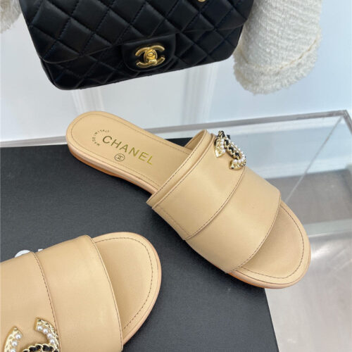 High Quality Luxury Chanel Cc Pearl Rhinestone Buckle Slippers – Style 15270 product detail
