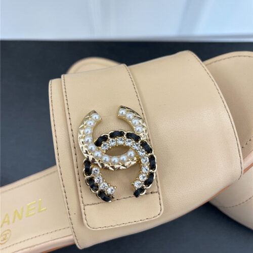 High Quality Luxury Chanel Cc Pearl Rhinestone Buckle Slippers – Style 15270 product detail
