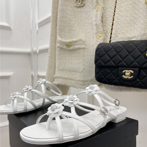High Quality Luxury Chanel Camellia Sandals – Style 02918 product detail