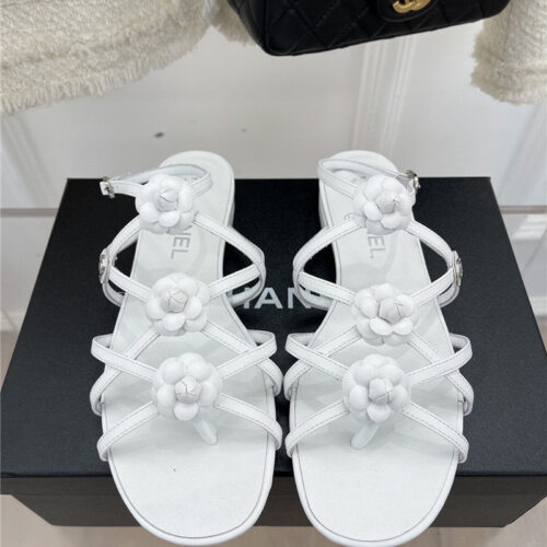 High Quality Luxury Chanel Camellia Sandals – Style 02918 alternate view