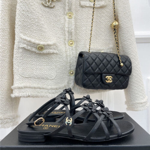 High Quality Luxury Chanel Camellia Sandals alternate view
