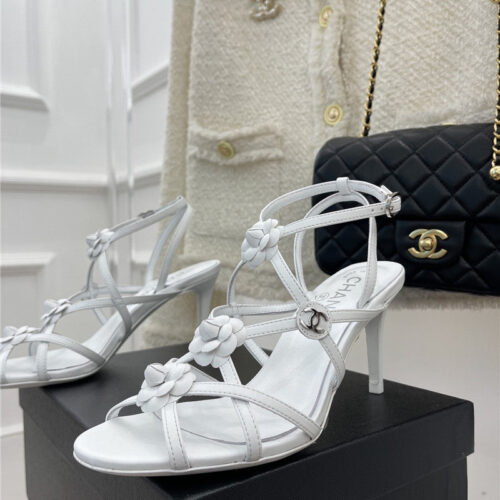 High Quality Luxury Chanel Camellia High Heel Sandals – Style 11398 alternate view