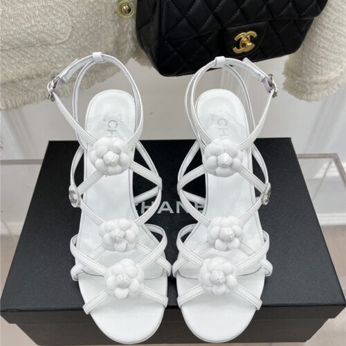 High Quality Luxury Chanel Camellia High Heel Sandals – Style 11398 product detail