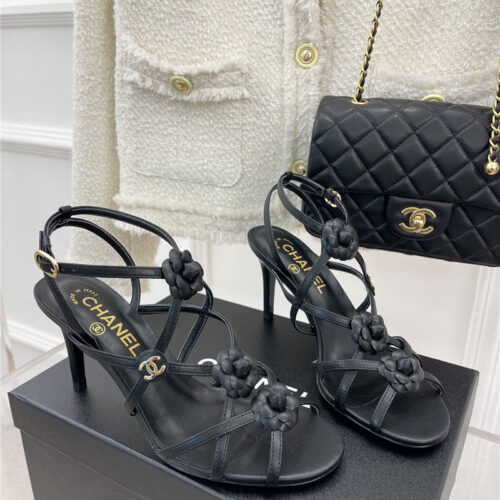 High Quality Luxury Chanel Camellia High Heel Sandals