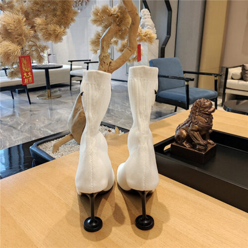 High Quality Luxury Balenciaga White Stretch Ankle Booties – Sizes 35–41 product detail