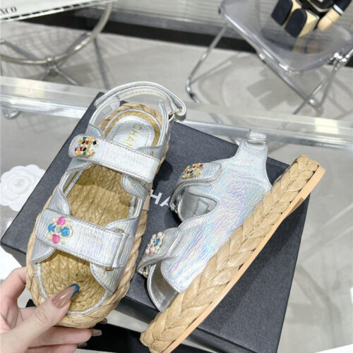 High Quality Luxury Chanel Classic Beach Velcro Sandals – Style 79462 alternate view