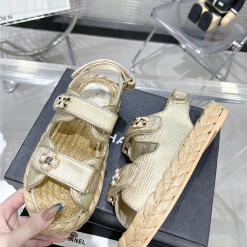 High Quality Luxury Chanel Classic Beach Velcro Sandals – Style 82854 alternate view