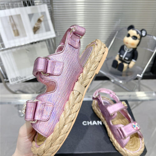 High Quality Luxury Chanel Classic Beach Velcro Sandals – Style 20710 alternate view