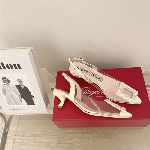 High Quality Luxury Roger Vivier New Crystal Buckle Cat Heel Shoes – Style 81172 alternate view