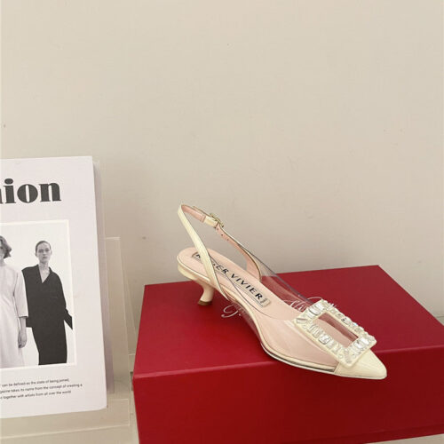 High Quality Luxury Roger Vivier New Crystal Buckle Cat Heel Shoes – Style 81172 product detail