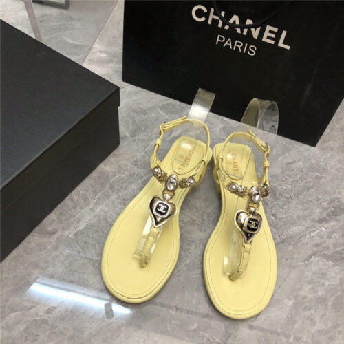High Quality Luxury Chanel New Holiday Love Gemstone T Word Sandals – Style 50342