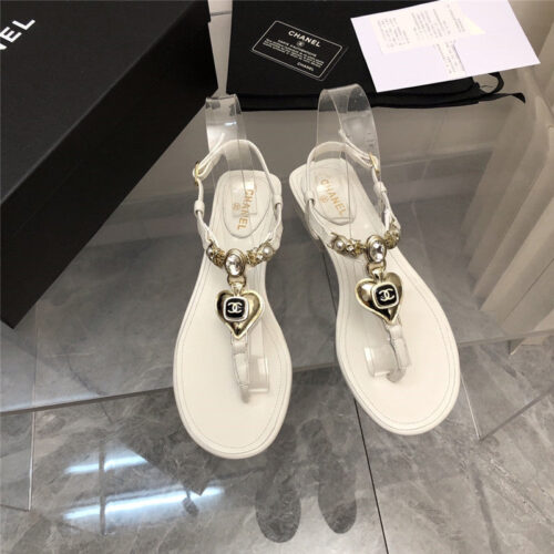 High Quality Luxury Chanel New Holiday Love Gemstone T Word Sandals – Style 88198