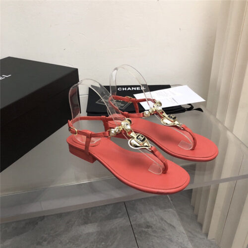 High Quality Luxury Chanel New Holiday Love Gemstone T Word Sandals – Style 98374 product detail