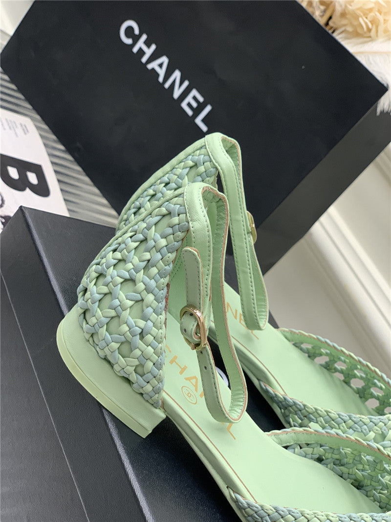 High Quality Luxury Chanel Mary Jane Woven Hollow Sandals product detail