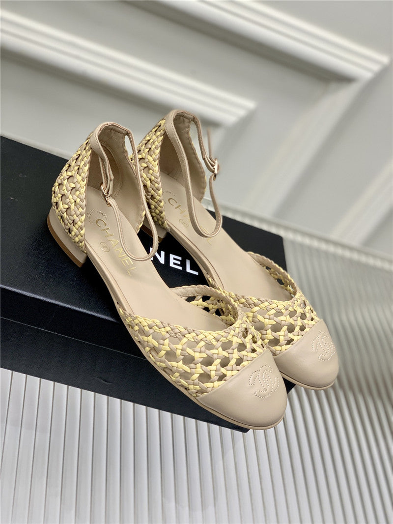High Quality Luxury Chanel Mary Jane Woven Hollow Sandals – Style 61030 product detail
