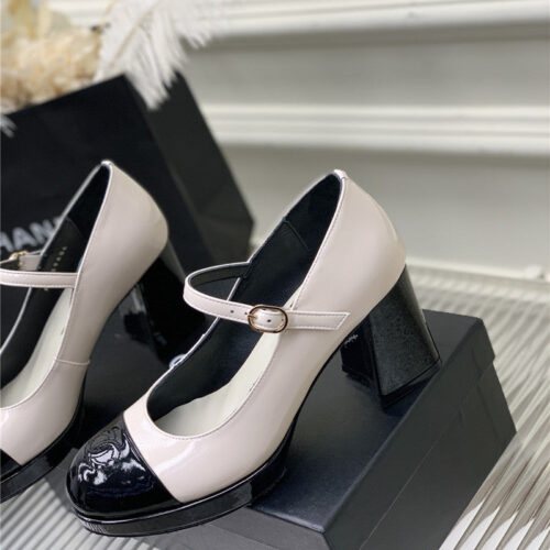 High Quality Luxury Chanel Lace Up Chunky Heel Womens Shoes – Style 46150 product detail