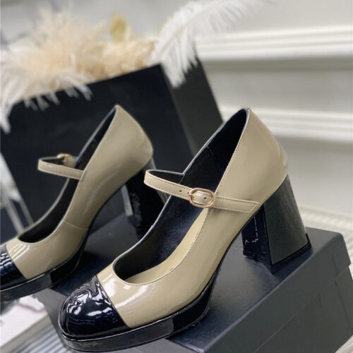 High Quality Luxury Chanel Lace Up Chunky Heel Womens Shoes – Style 77222 product detail