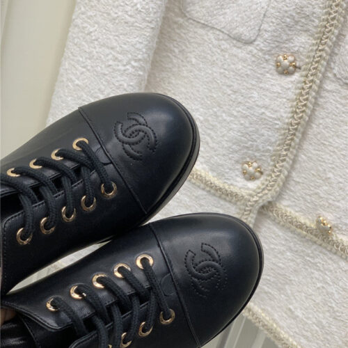 High Quality Luxury Chanel Lace Up Chunky Heel Womens Shoes product detail