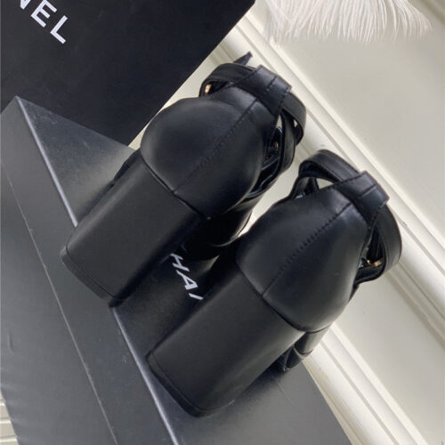 High Quality Luxury Chanel Lace Up Chunky Heel Womens Shoes product detail