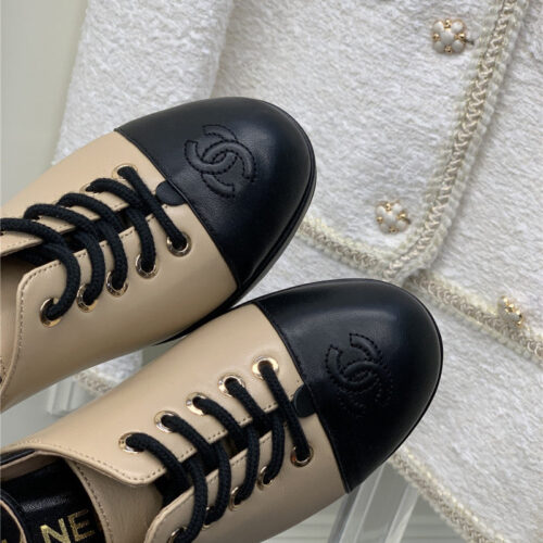 High Quality Luxury Chanel Lace Up Chunky Heel Womens Shoes – Style 51238 product detail