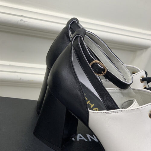 High Quality Luxury Chanel Lace Up Chunky Heel Womens Shoes – Style 16774 product detail