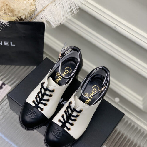 High Quality Luxury Chanel Lace Up Chunky Heel Womens Shoes – Style 16774
