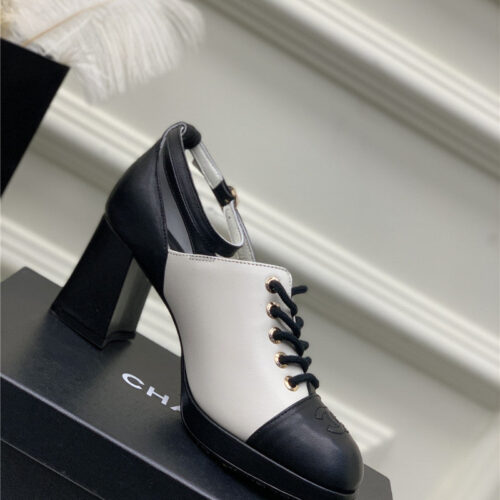 High Quality Luxury Chanel Lace Up Chunky Heel Womens Shoes – Style 16774 product detail