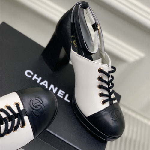 High Quality Luxury Chanel Lace Up Chunky Heel Womens Shoes – Style 16774 product detail