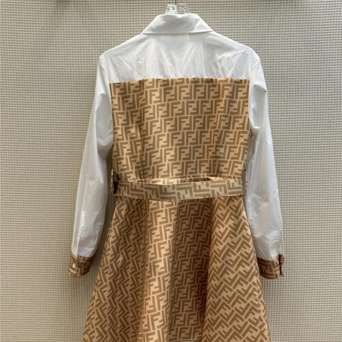 High Quality Luxury Fendi Double F Paneled Shirt-Breasted Dress alternate view