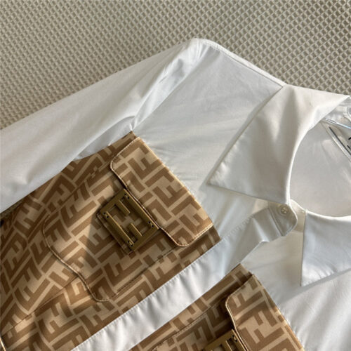 High Quality Luxury Fendi Double F Paneled Shirt-Breasted Dress product detail
