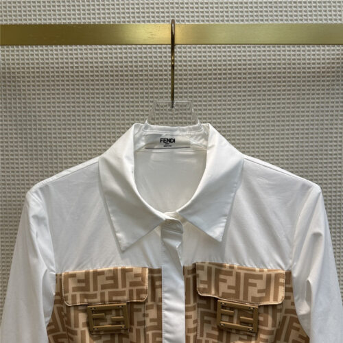 High Quality Luxury Fendi Double F Paneled Shirt-Breasted Dress product detail