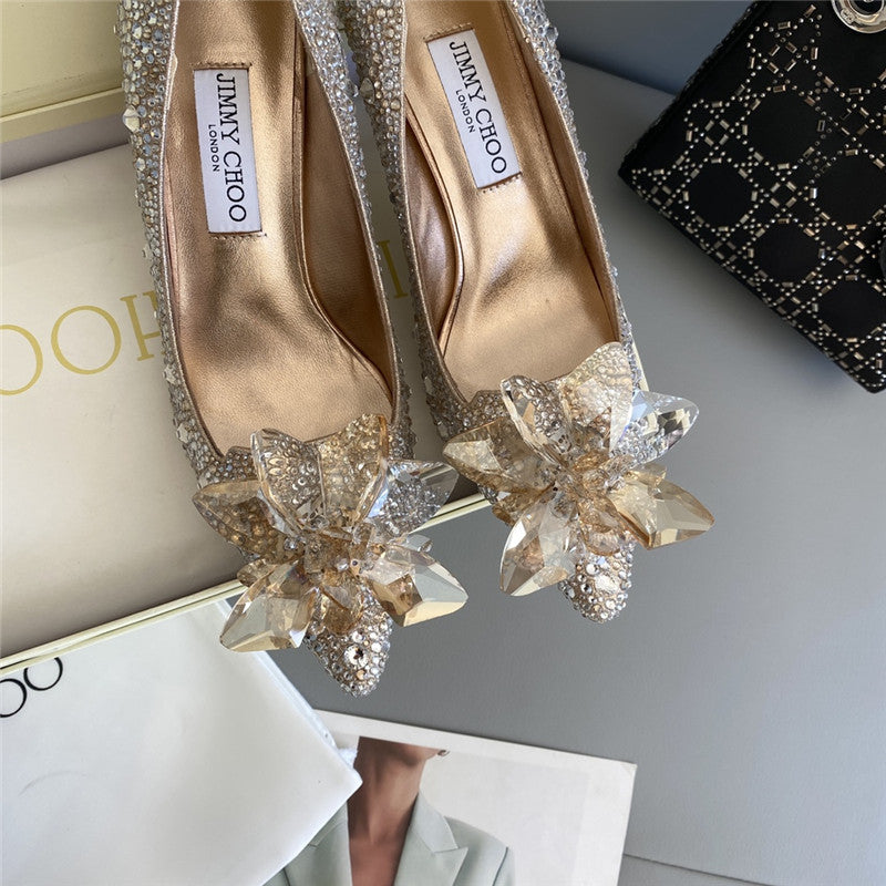 High Quality Luxury Jimmy Choo Crystal Wedding Slippers product detail