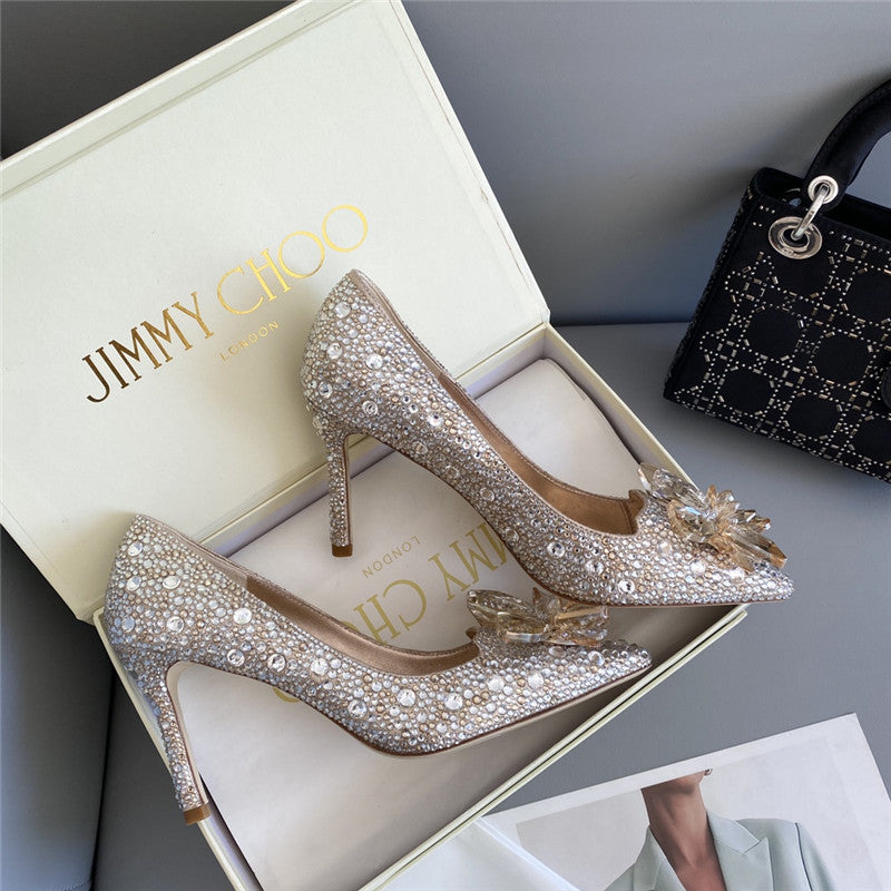 High Quality Luxury Jimmy Choo Crystal Wedding Slippers product detail
