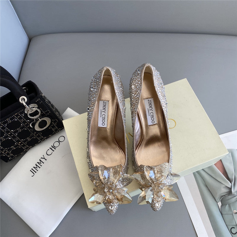 High Quality Luxury Jimmy Choo Crystal Wedding Slippers