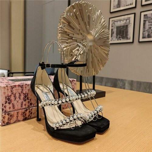 High Quality Luxury Jimmy Choo High Heel Diamond Chain Sandals – Style 17847