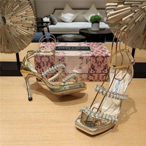 High Quality Luxury Jimmy Choo High Heel Diamond Chain Sandals product detail