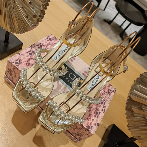 High Quality Luxury Jimmy Choo High Heel Diamond Chain Sandals product detail
