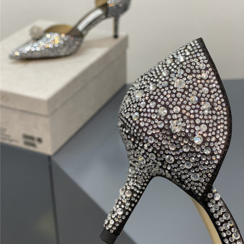 High Quality Luxury Jimmy Choo Jc High-Heeled Crystal Slipper Shoes product detail