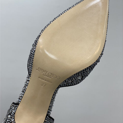 High Quality Luxury Jimmy Choo Jc High-Heeled Crystal Slipper Shoes product detail