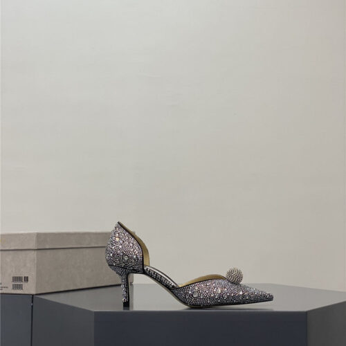 High Quality Luxury Jimmy Choo Jc High-Heeled Crystal Slipper Shoes product detail