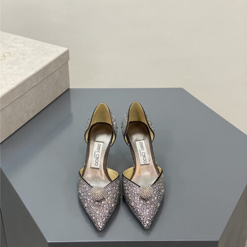 High Quality Luxury Jimmy Choo Jc High-Heeled Crystal Slipper Shoes product detail