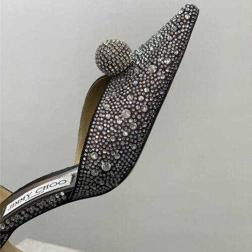 High Quality Luxury Jimmy Choo Jc High-Heeled Crystal Slipper Shoes product detail
