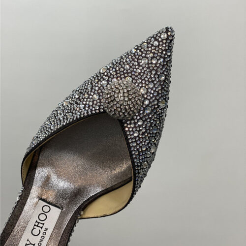 High Quality Luxury Jimmy Choo Jc High-Heeled Crystal Slipper Shoes product detail