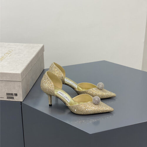 High Quality Luxury Jimmy Choo Jc High-Heeled Crystal Slipper Shoes – Style 97527