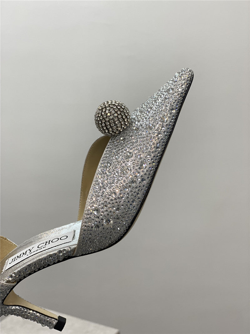 High Quality Luxury Jimmy Choo Jc High-Heeled Crystal Slipper Shoes – Style 61367 product detail