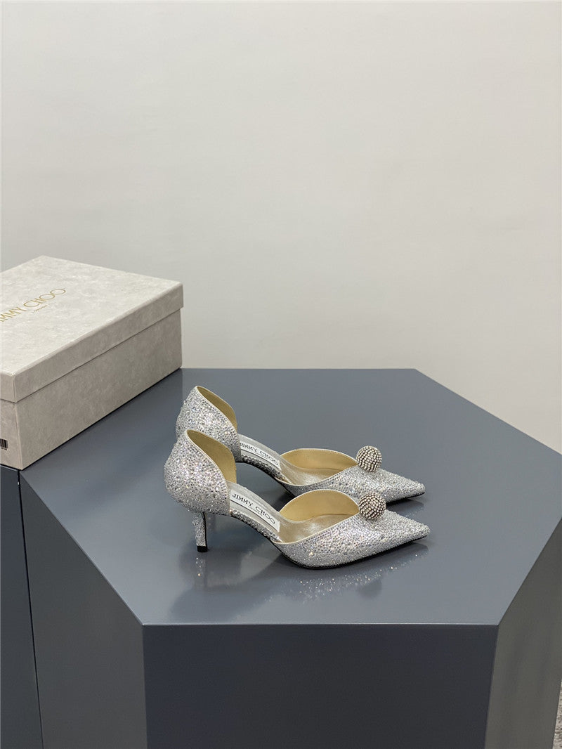 High Quality Luxury Jimmy Choo Jc High-Heeled Crystal Slipper Shoes – Style 61367 product detail